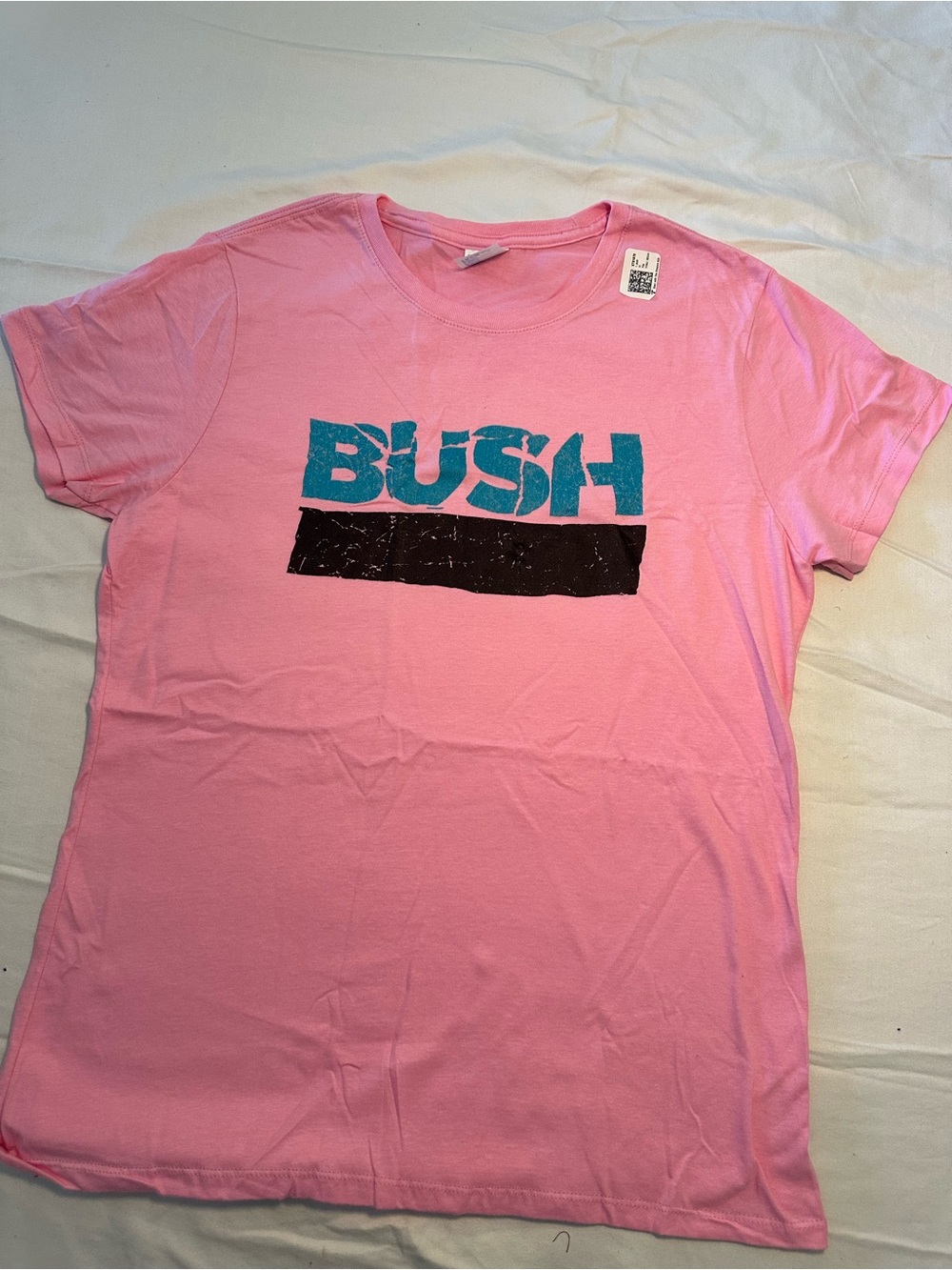 Self-Portrait Pink Tee with Blue Graphic and Black Detail